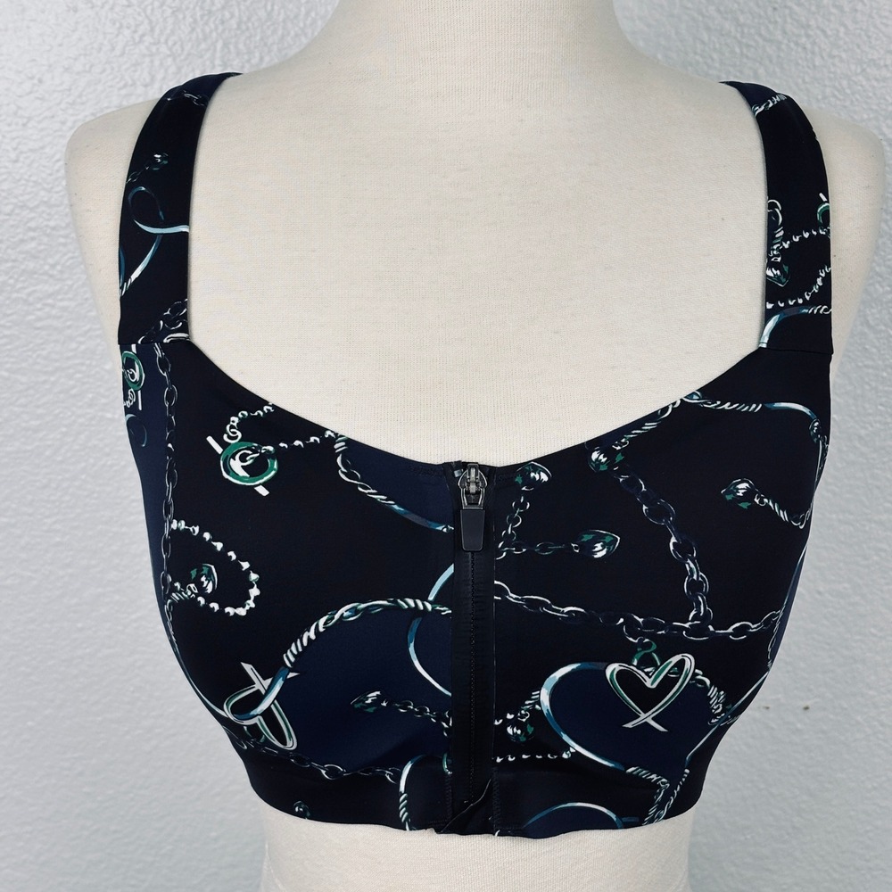 Victoria Sport Incredible Knockout Ultra Max Navy Black Front Zip Sport Bra 32DD